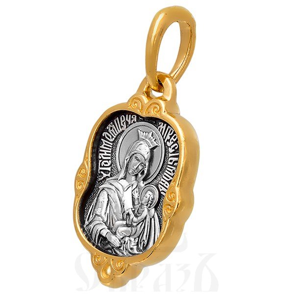 образок «икона божией матери «утоли моя печали», серебро 925 проба с золочением (арт. 102.207)