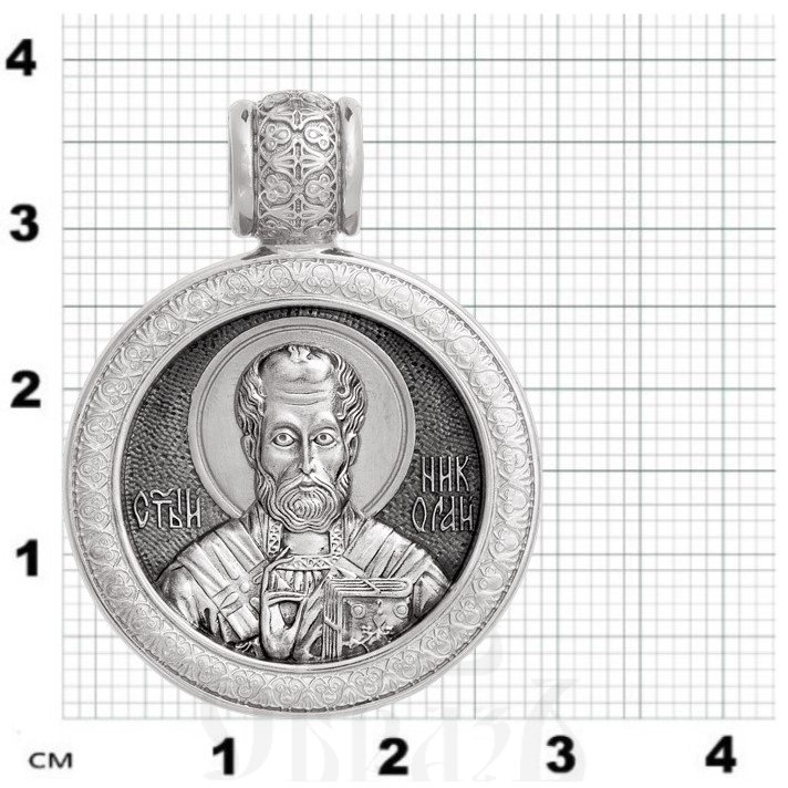 образок «св. николай чудотворец. чудо о трех корабельщиках», золото 585 проба белое (арт. 202.082-3)
