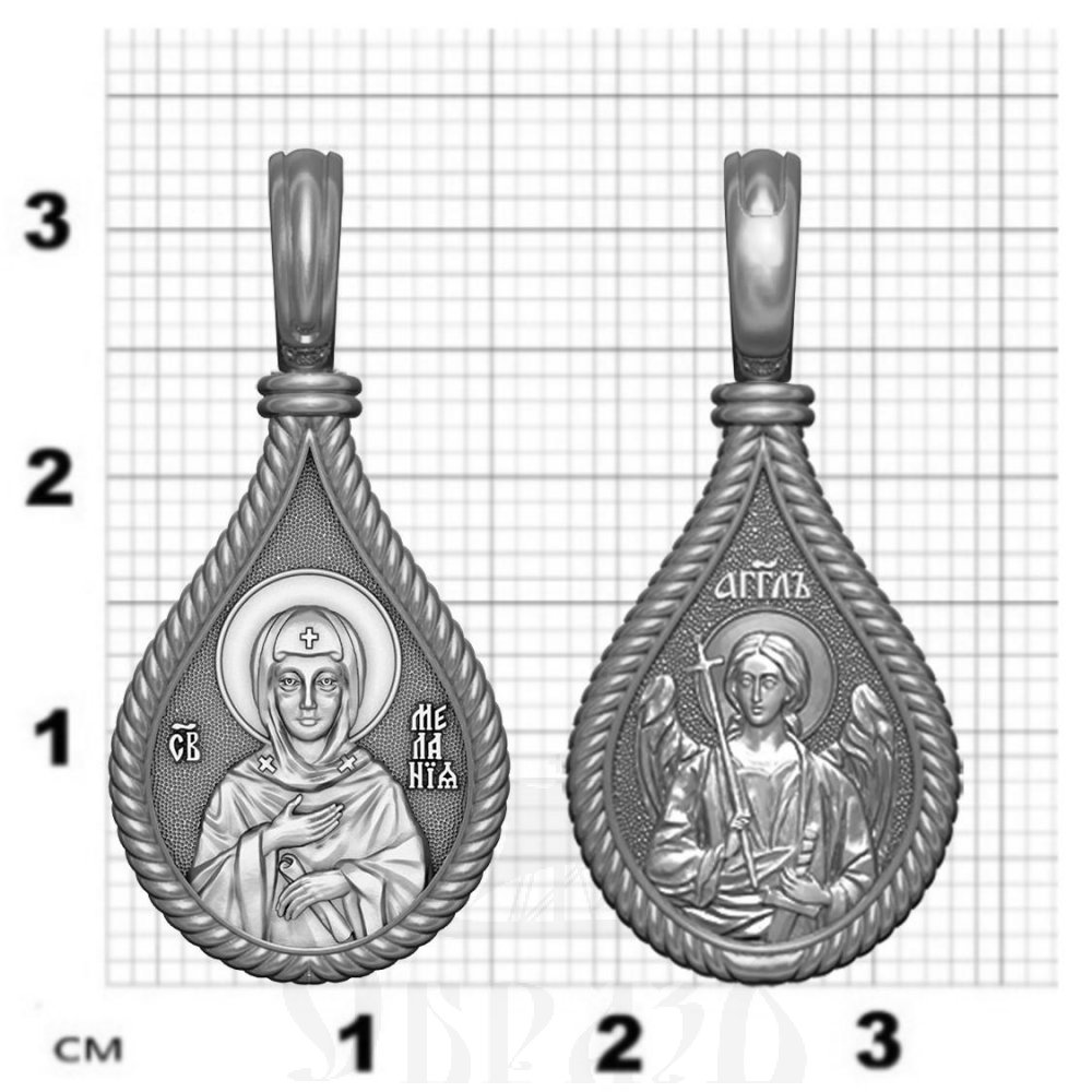 нательная икона св. преподобная мелания римляныня, серебро 925 проба с родированием (арт. 06.050р)