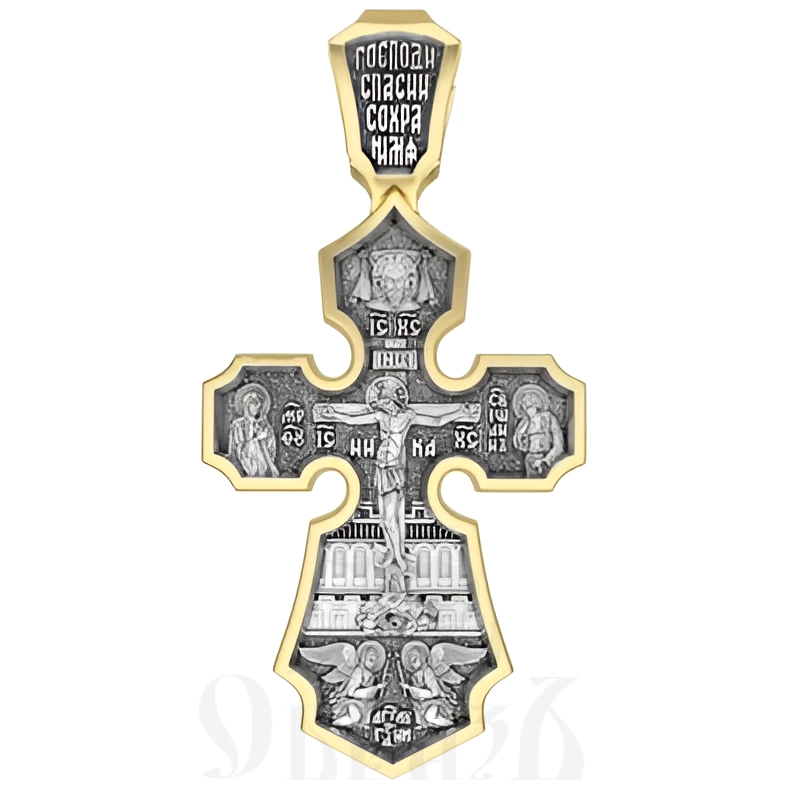 крест введение во храм пресвятой богородицы, серебро 925 проба с золочением (арт. 17.033)